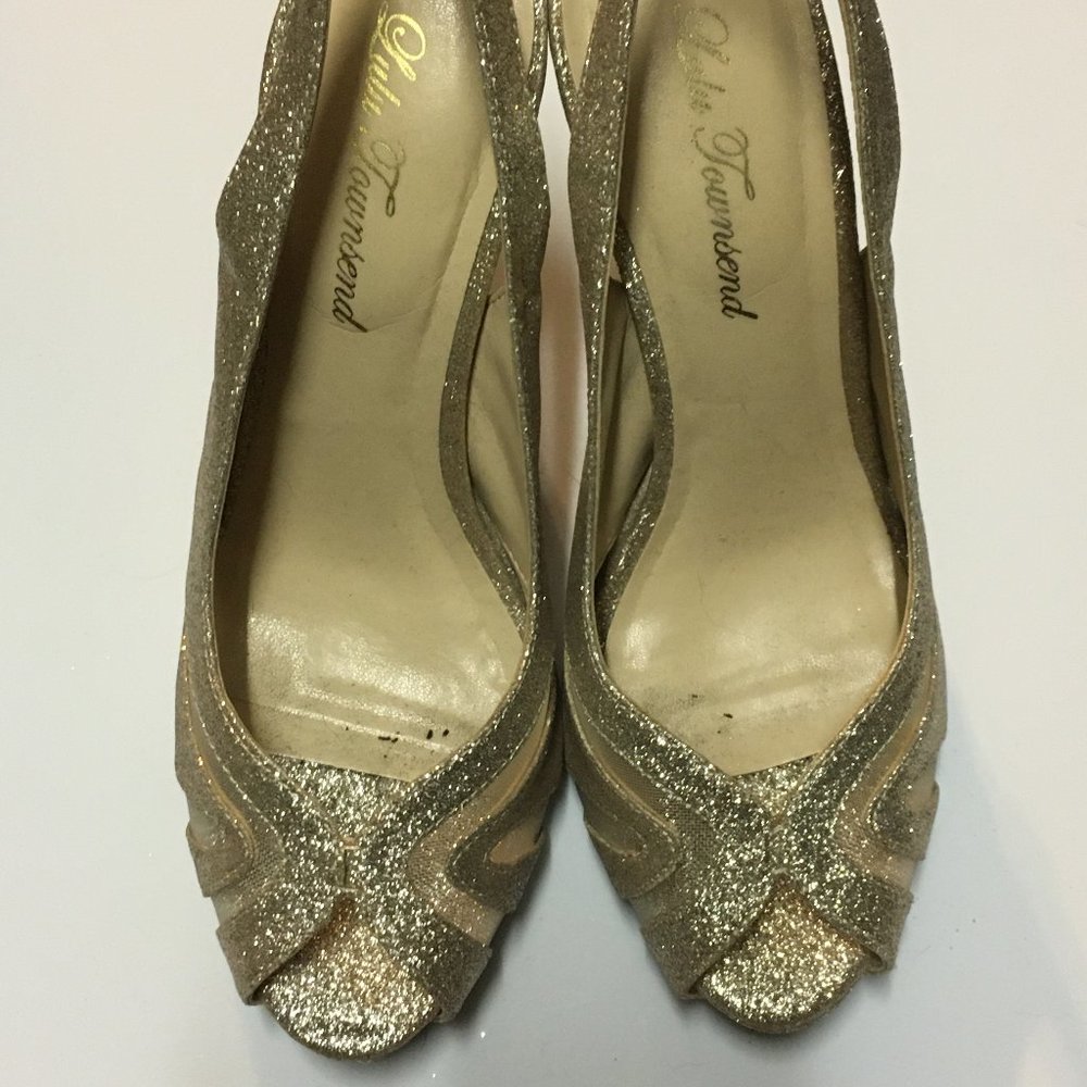 Gold Glitter Slingback Heels